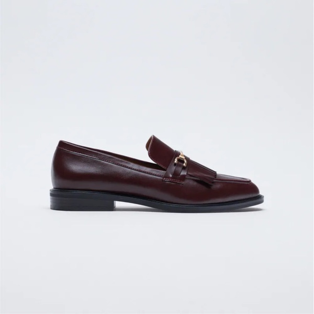 Zara Low-Heel Fringed Loafers
